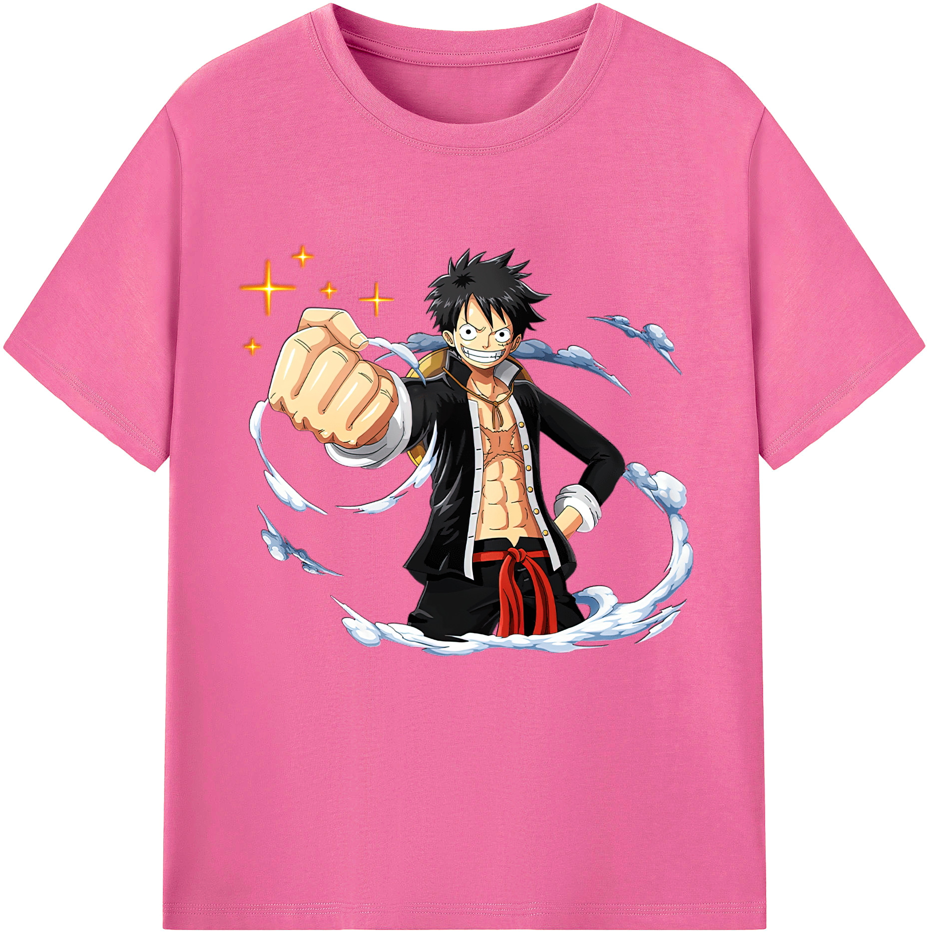 ワンピース モンキー・D・ルフィ ONE PIECE Monkey D. Luffy レディースカジュアルプリントTシャツ（綿100％）